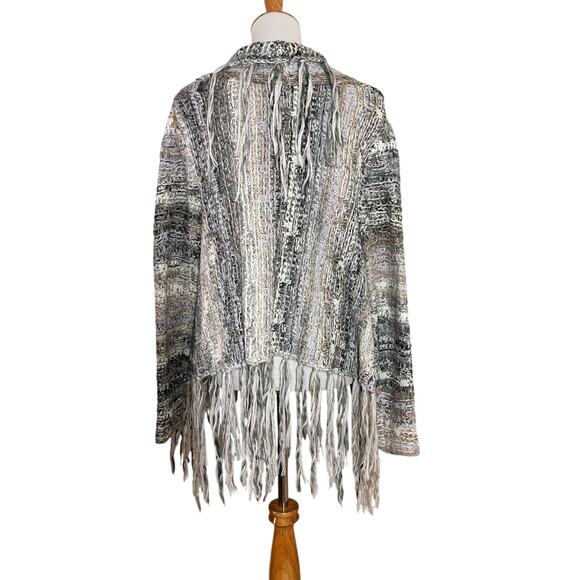 Free People Chunky Knit Fringe Birkenstock Open Cardigan Sz M - Picture 4 of 9